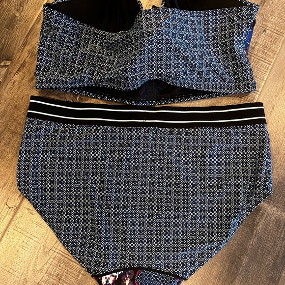 Lane Bryant Two Piece Blue + Purple Print Swimsuit - Picture 2 of 5